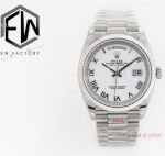 EW Factory Copy Rolex Day Date 36mm EW 2836 Watch White Roman President Strap